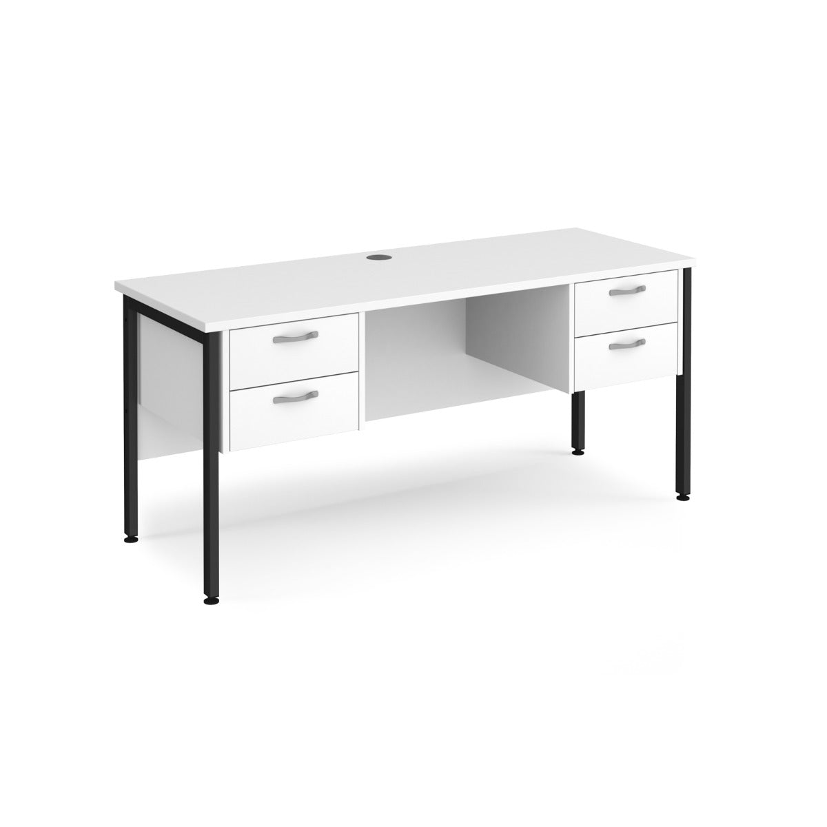 Maestro 600mm Deep Straight H Office Desk with Two and Two Drawer Pedestal